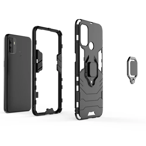 Rugged & Protective Armour Case Oppo A53 & A53S 4G Built in Ring Holder - Black - Image 4