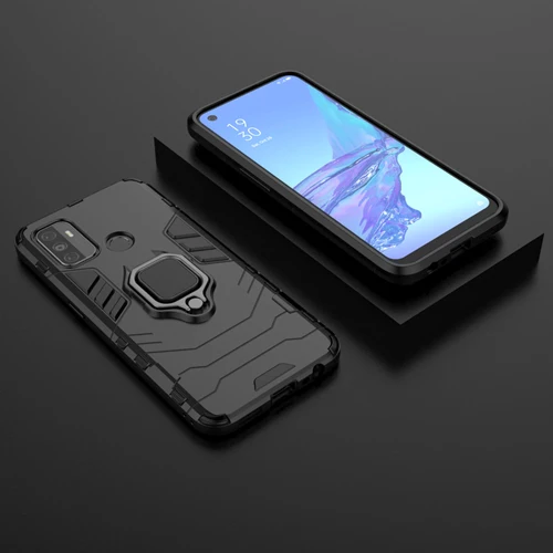 Rugged & Protective Armour Case Oppo A53 & A53S 4G Built in Ring Holder - Black - Image 5