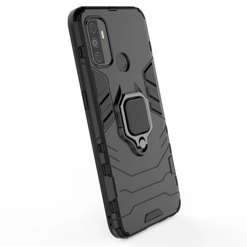 Rugged & Protective Armour Case Oppo A53 & A53S 4G Built in Ring Holder - Black - Image 8