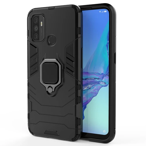 Rugged & Protective Armour Case Oppo A53 & A53S 4G Built in Ring Holder - Black - Image 9