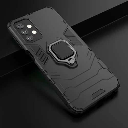 Rugged & Protective Armour Phone Case Samsung A32 5G Built in Ring Holder - Black - Image 3