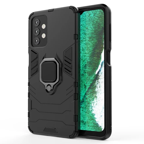 Rugged & Protective Armour Phone Case Samsung A32 5G Built in Ring Holder - Black - Image 6