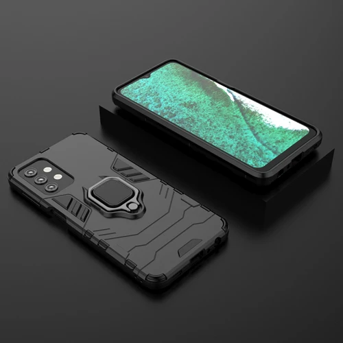 Rugged & Protective Armour Phone Case Samsung A32 5G Built in Ring Holder - Black - Image 7