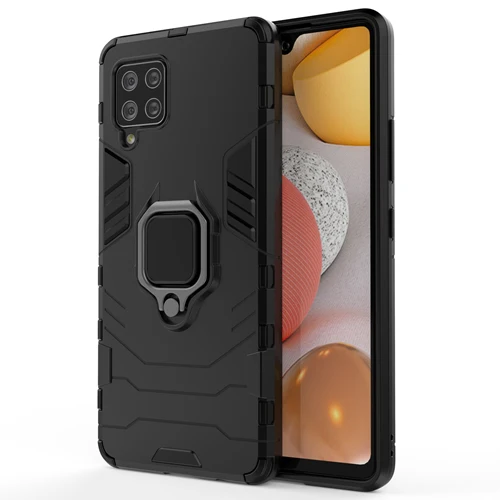 Rugged & Protective Armour Case Samsung A42 5G Built in Ring Holder - Black - Image 8