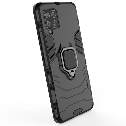 Rugged & Protective Armour Case Samsung A42 5G Built in Ring Holder - Black - Image 9