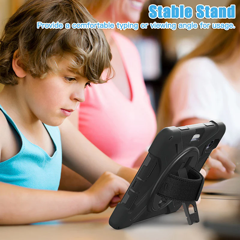 Rugged Protective Case Screen Guard, Hand & Shoulder Strap iPad Mini 6 / 7 - Black - Image 12