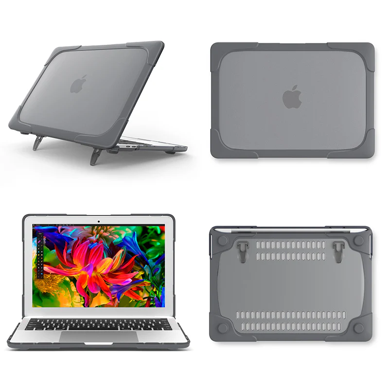 Rugged Protective & Heavy Duty Case Macbook Air 13 (2018 & 2020) - Clear Grey - Image 2