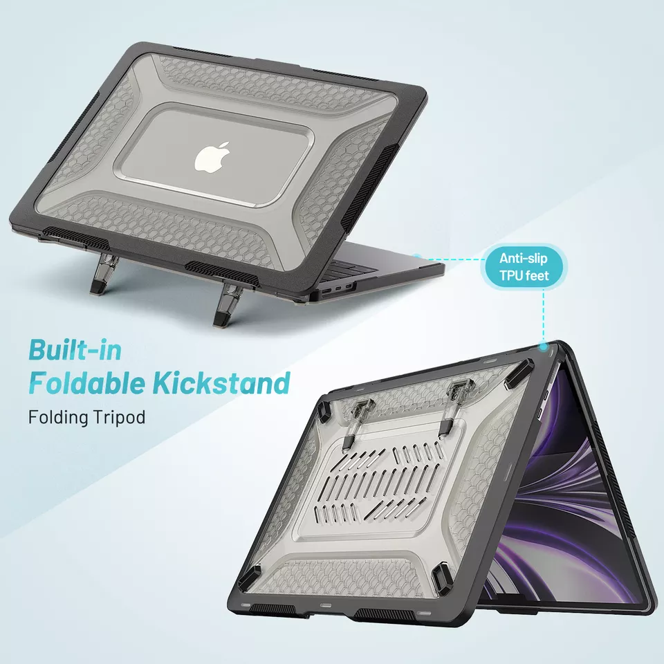 Rugged Protective & Heavy Duty Case Macbook Air 13.6 M3/ M2 - Clear Black - Image 5