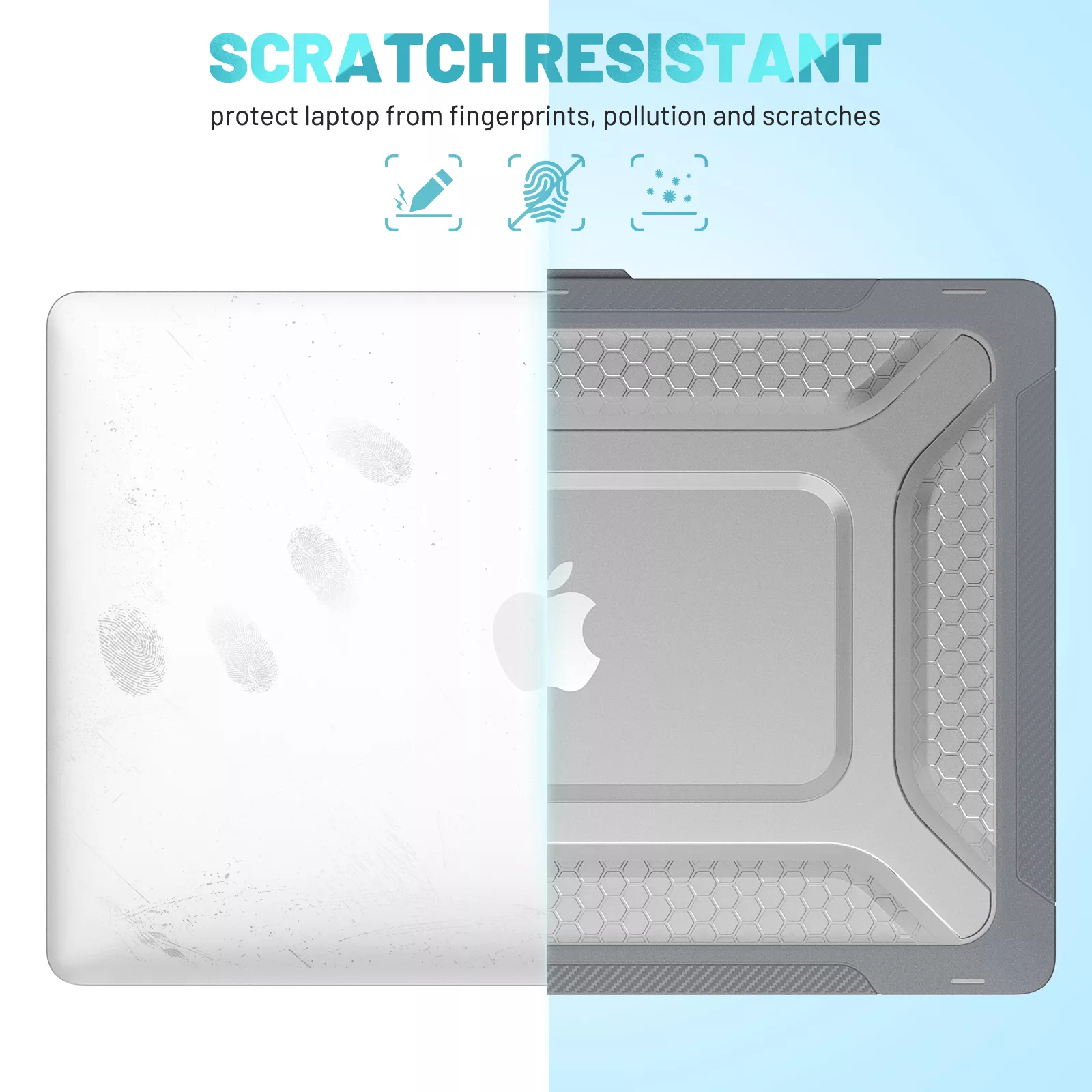 Rugged Protective & Heavy Duty Case Macbook Air 13.6 M3/M2 - Clear Grey - Image 3