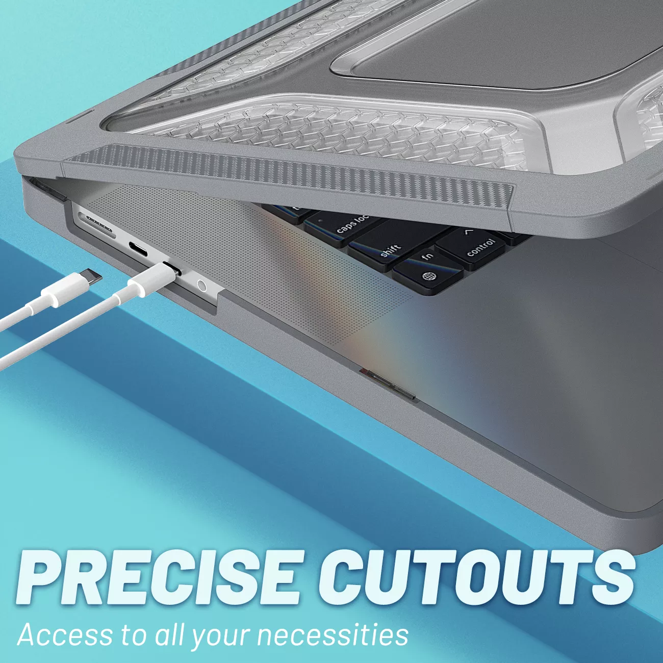 Rugged Protective & Heavy Duty Case Macbook Air 13.6 M3/M2 - Clear Grey - Image 4