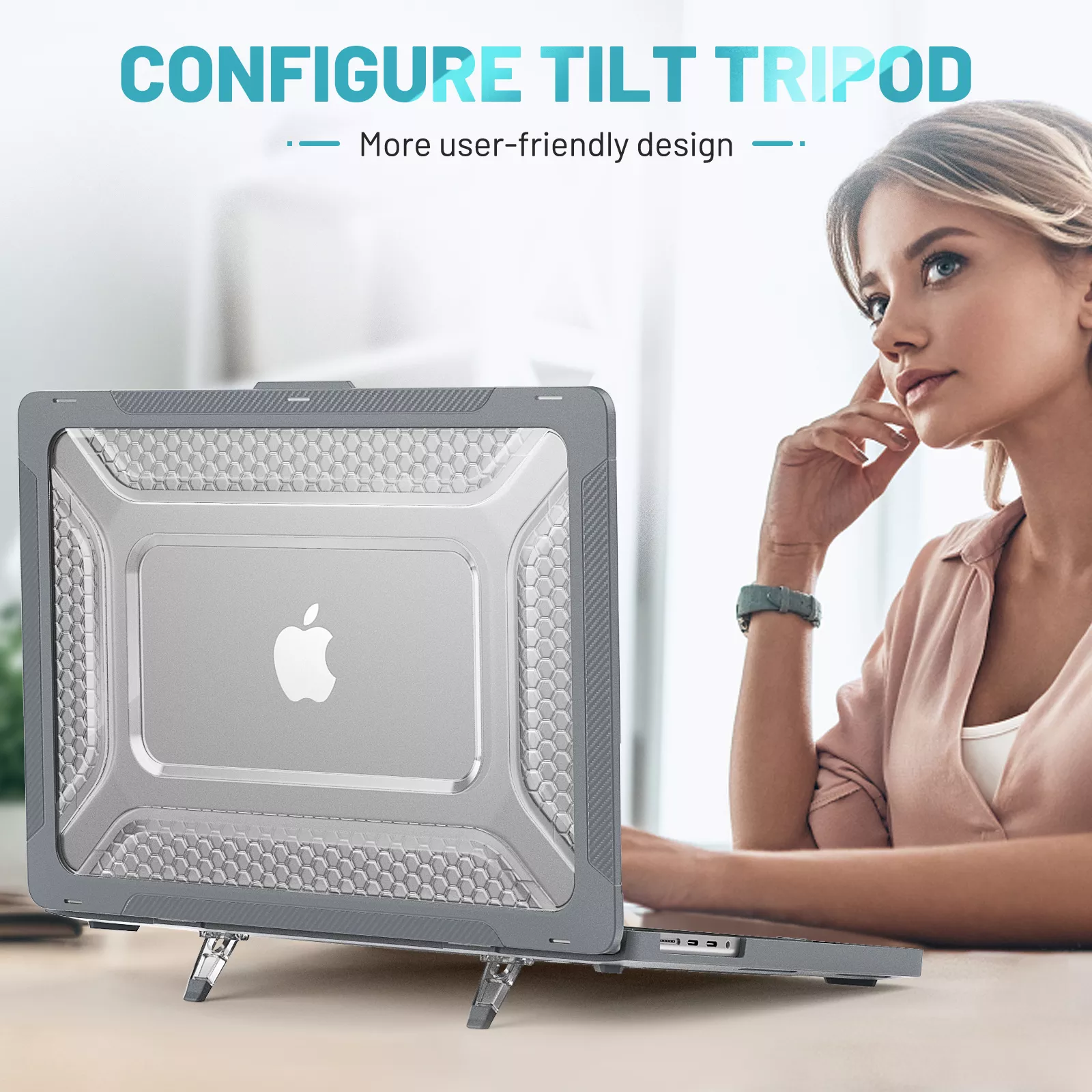 Rugged Protective & Heavy Duty Case Macbook Air 13.6 M3/M2 - Clear Grey - Image 5