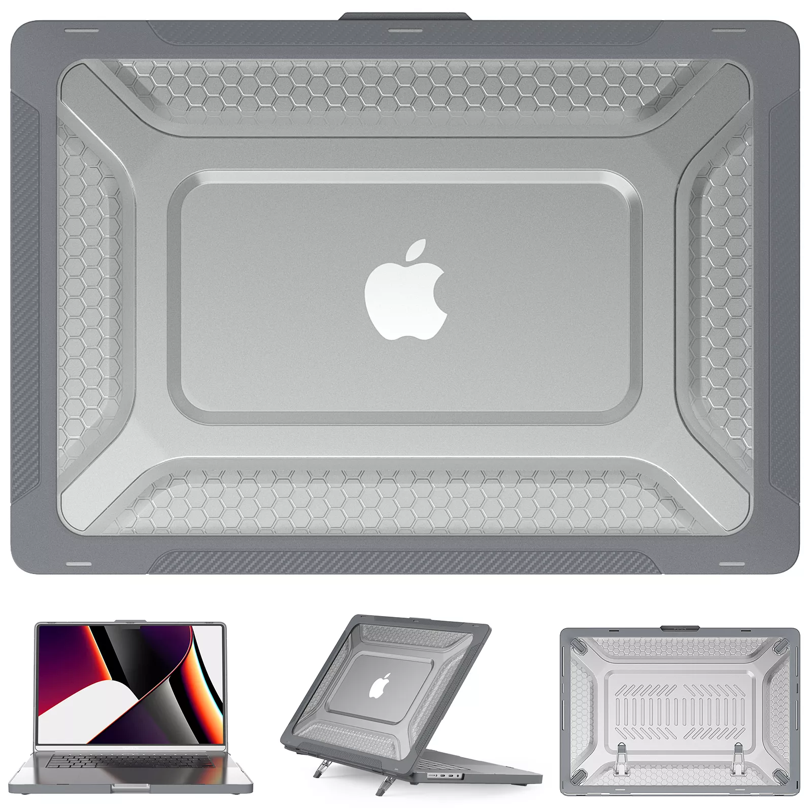 Rugged Protective & Heavy Duty Case Macbook Air 13.6 M3/M2 - Clear Grey - Image 6