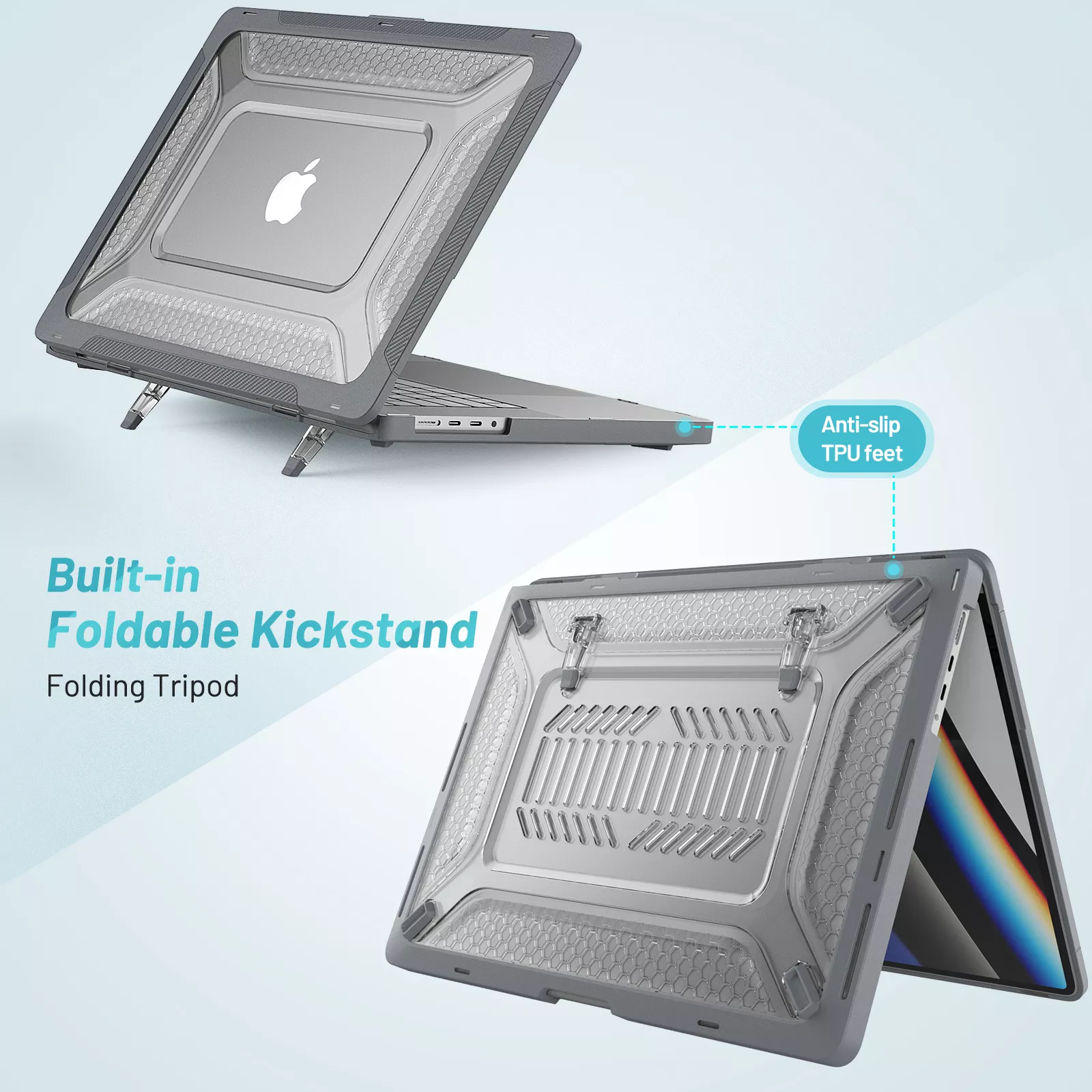 Rugged Protective & Heavy Duty Case Macbook Air 13.6 M3/M2 - Clear Grey - Image 7