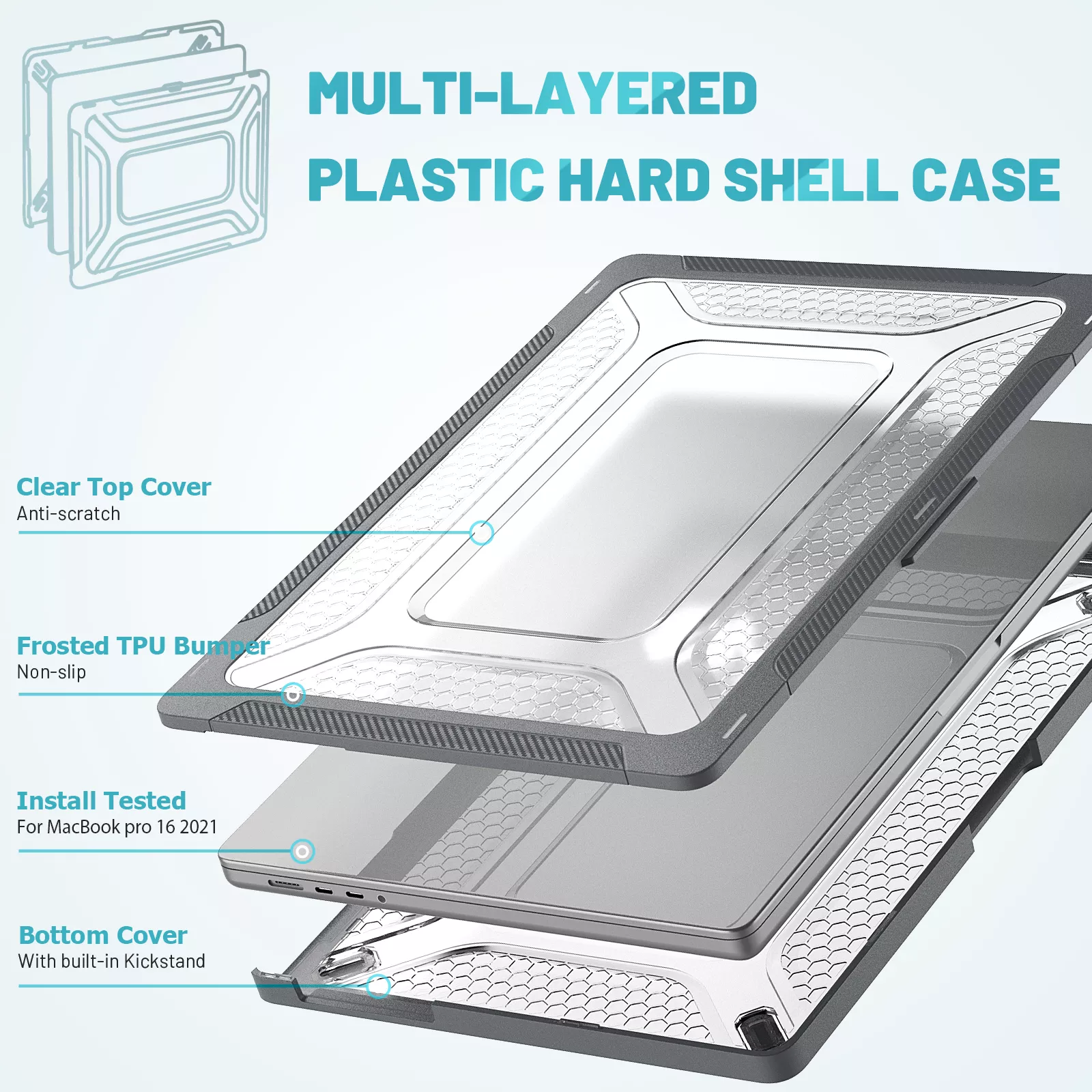 Rugged Protective & Heavy Duty Case Macbook Air 13.6 M3/M2 - Clear Grey - Image 8