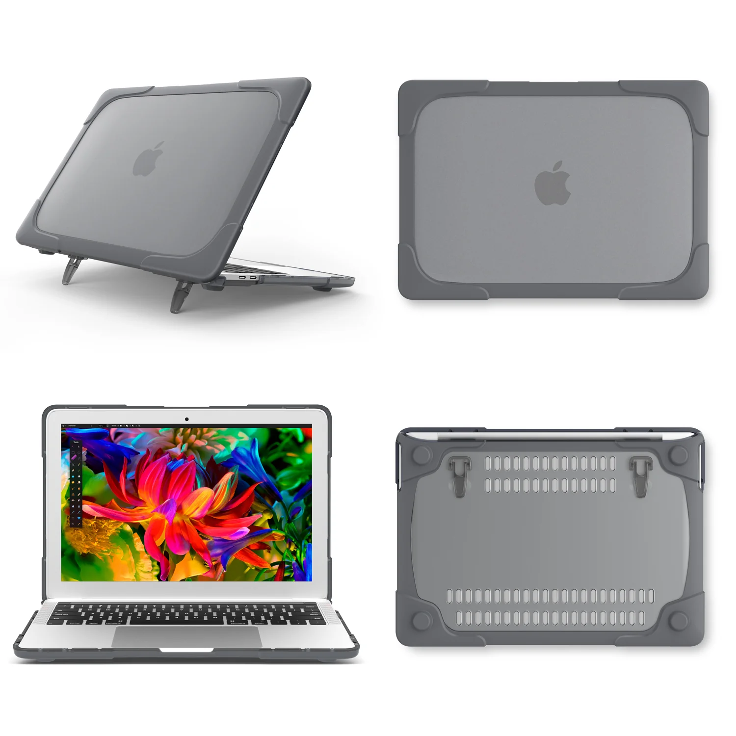Rugged Protective & Heavy Duty Case Macbook Pro 13 (2016-2019) - Clear Grey - Image 3