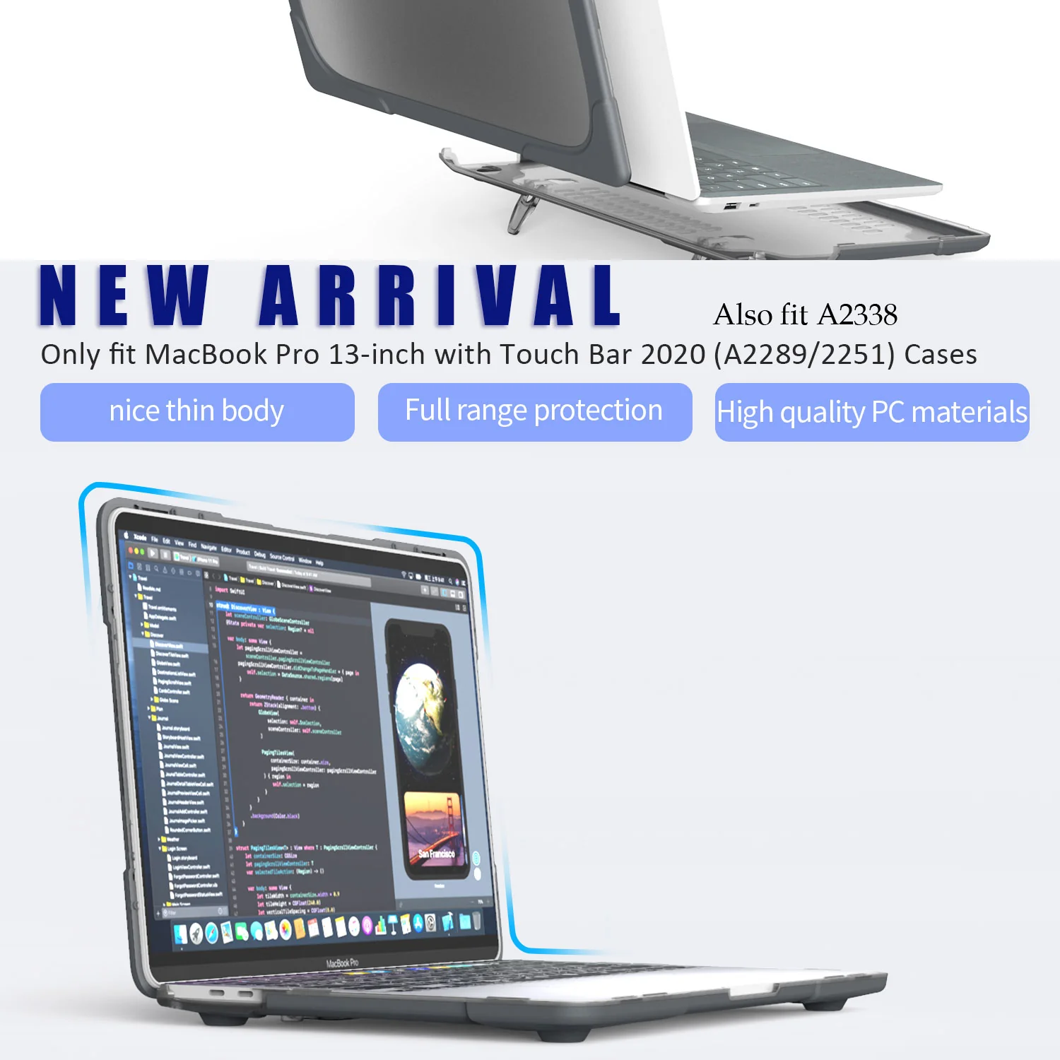 Rugged Protective & Heavy Duty Case Macbook Pro 13 (2020 & 2021) - Clear Grey - Image 4