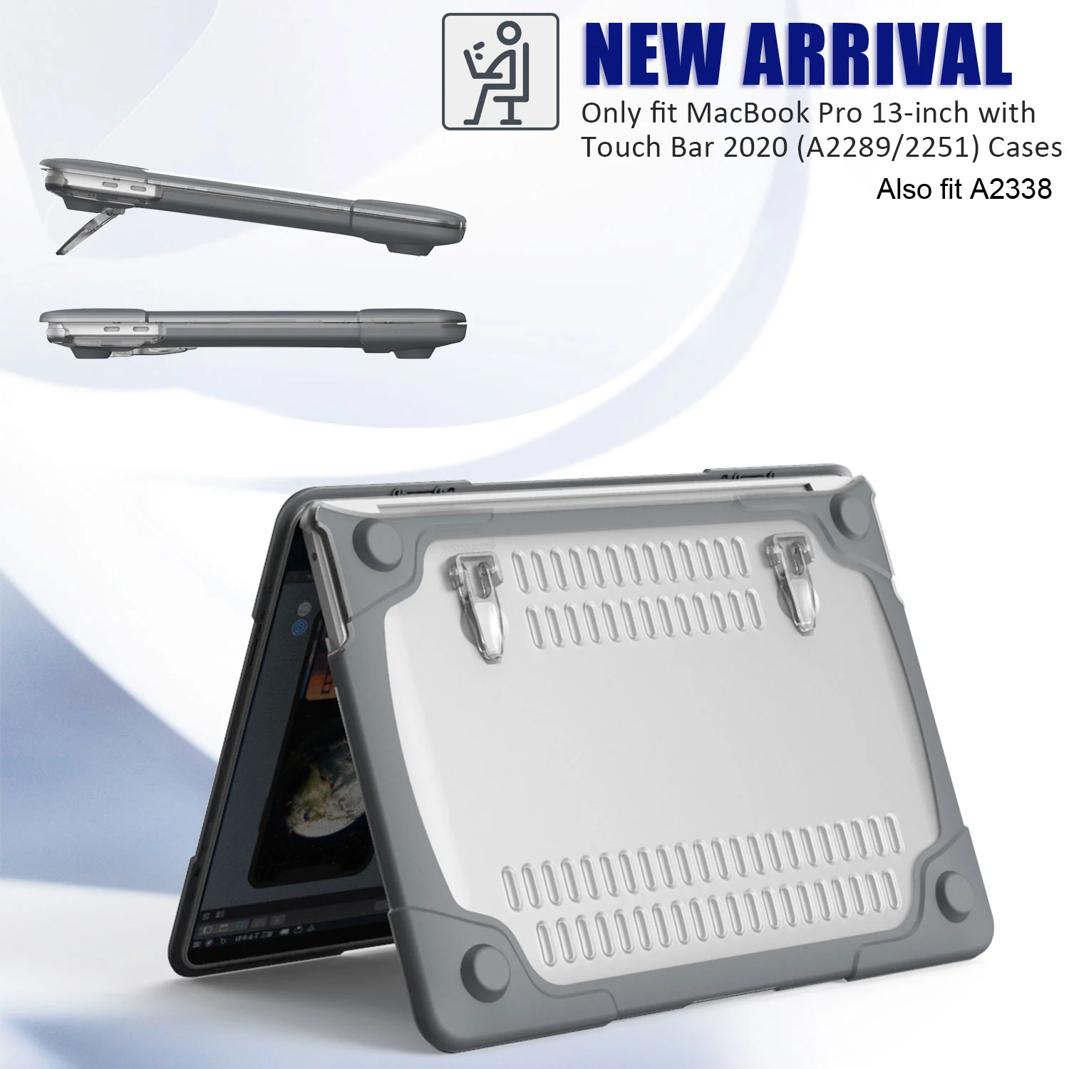Rugged Protective & Heavy Duty Case Macbook Pro 13 (2020 & 2021) - Clear Grey - Image 5