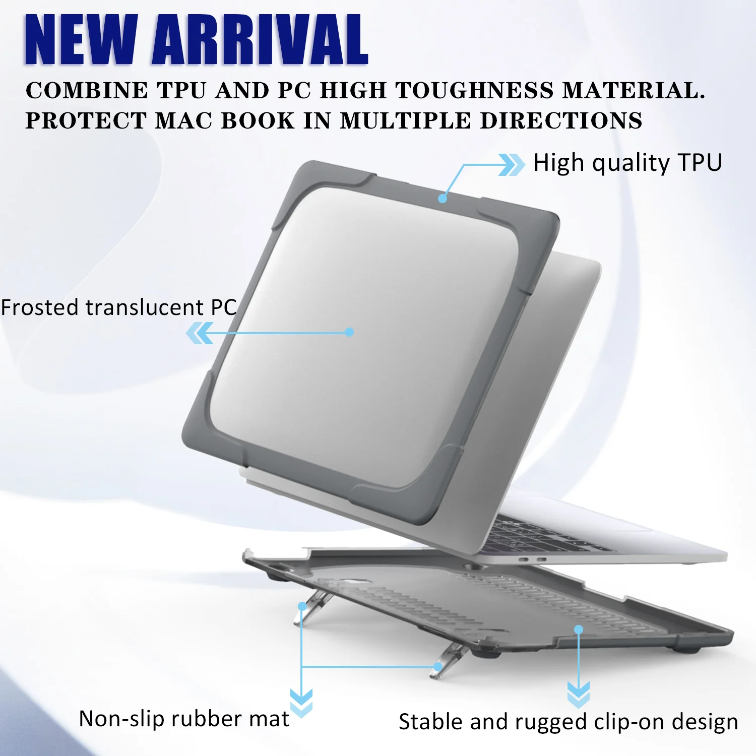 Rugged Protective & Heavy Duty Case Macbook Pro 13 (2020 & 2021) - Clear Grey - Image 6