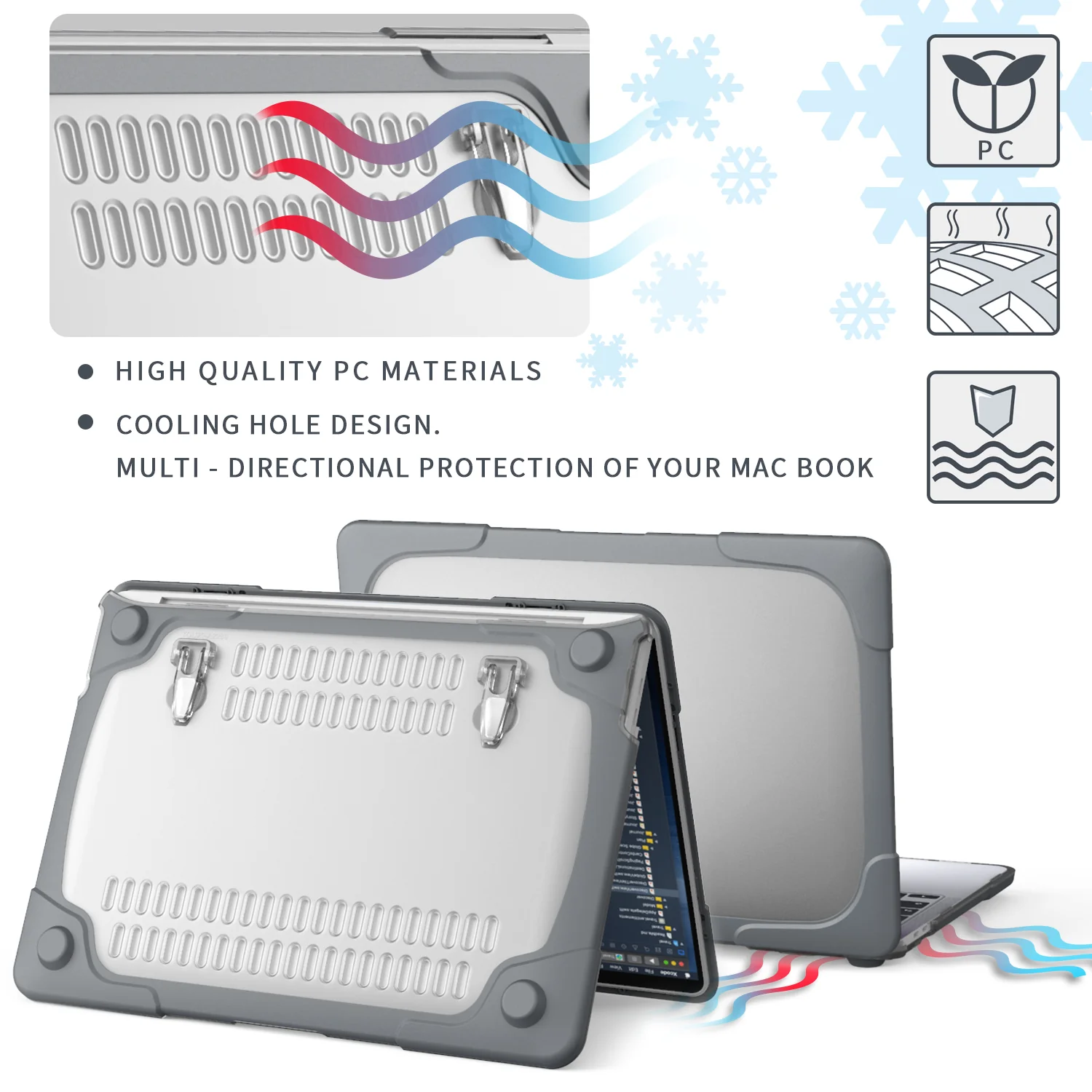 Rugged Protective & Heavy Duty Case Macbook Pro 13 (2020 & 2021) - Clear Grey - Image 7