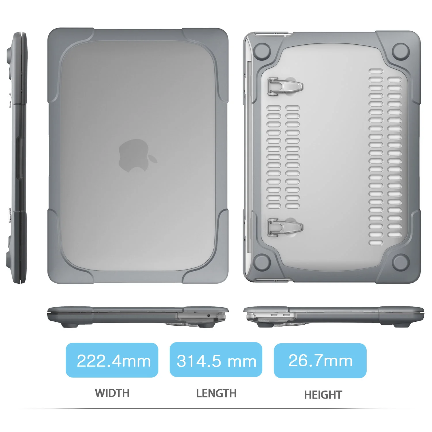 Rugged Protective & Heavy Duty Case Macbook Pro 13 (2020 & 2021) - Clear Grey - Image 8