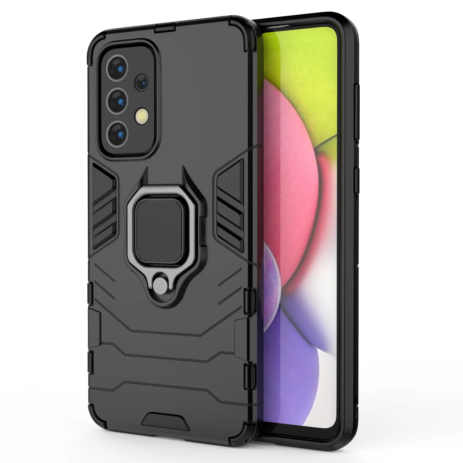 Rugged & Protective Phone Case Samsung A33 5G Built in Ring Holder - Black - Image 2