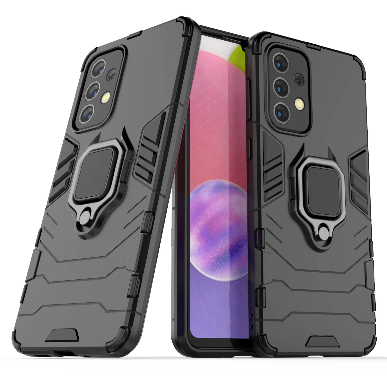 Rugged & Protective Phone Case Samsung A33 5G Built in Ring Holder - Black - Image 3