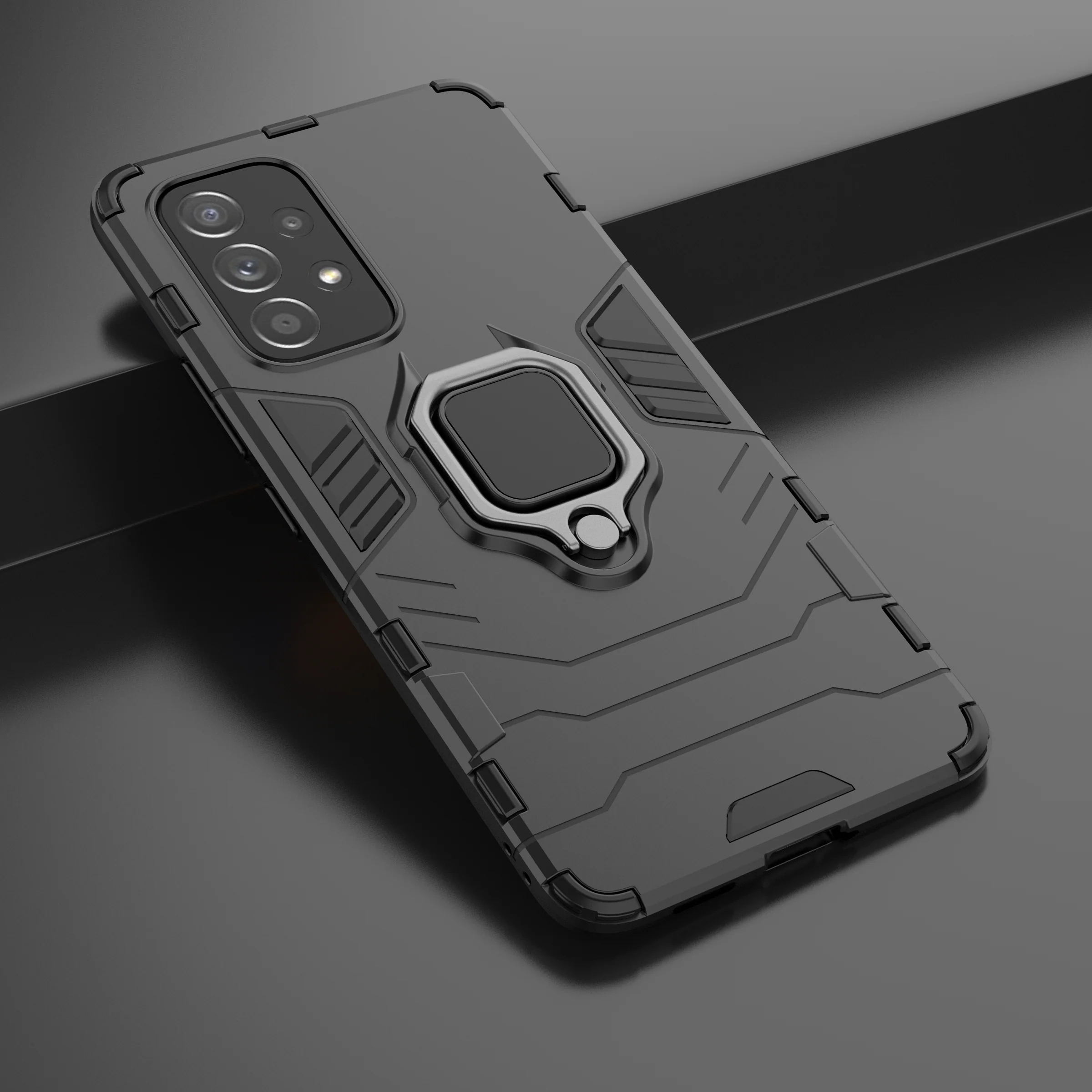 Rugged & Protective Phone Case Samsung A53 5G Built in Ring Holder - Black - Image 2
