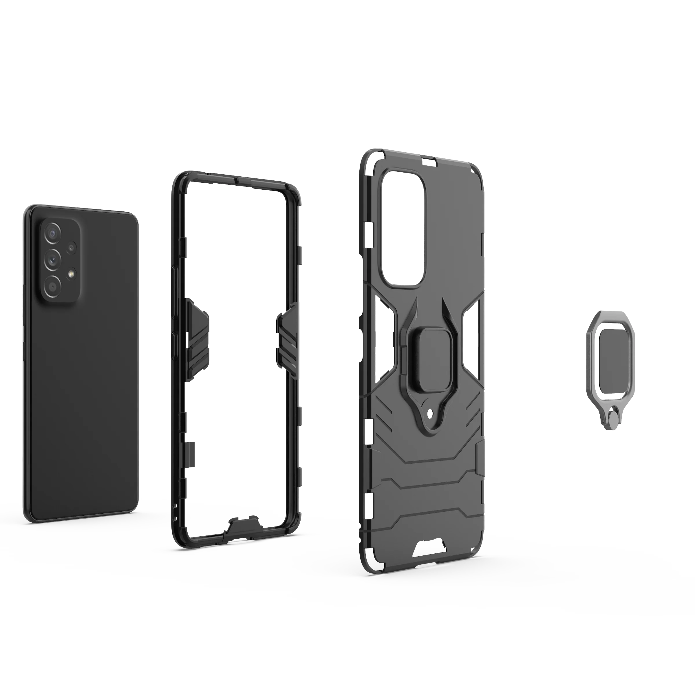 Rugged & Protective Phone Case Samsung A53 5G Built in Ring Holder - Black - Image 6