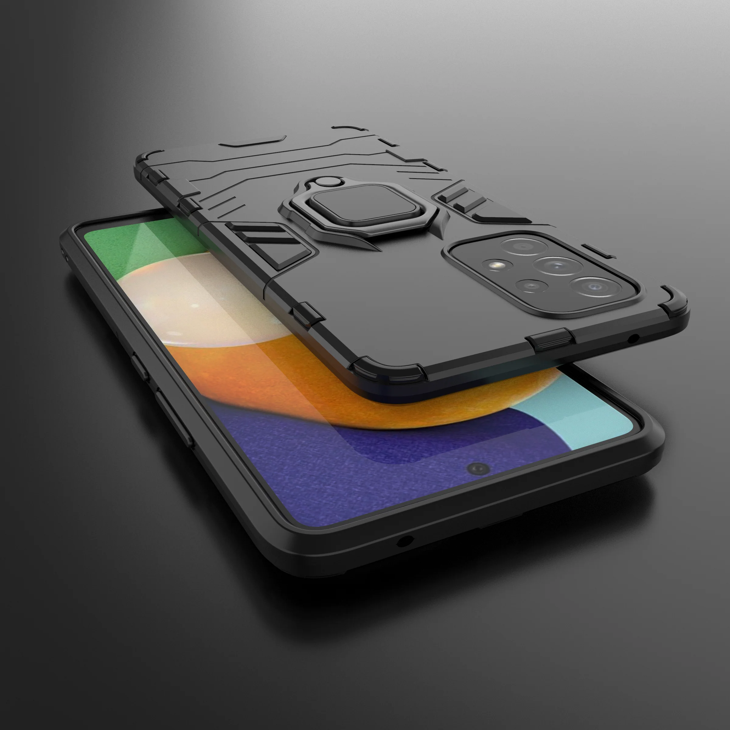 Rugged & Protective Phone Case Samsung A53 5G Built in Ring Holder - Black - Image 7