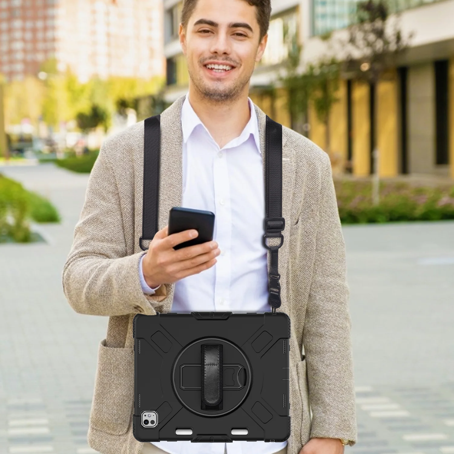 Rugged & Tough Case Hand & Shoulder Strap iPad Pro 11 M4 / M5 - Black - Image 5