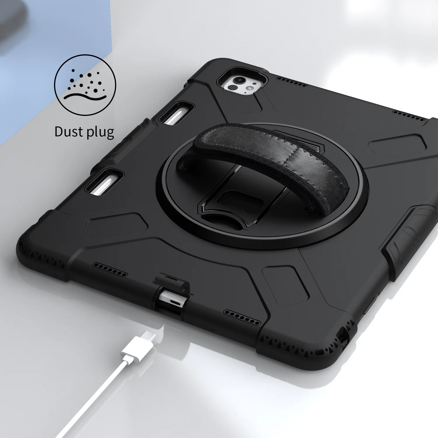 Rugged & Tough Case Hand & Shoulder Strap iPad Pro 13 M4 2024 - Black - Image 5