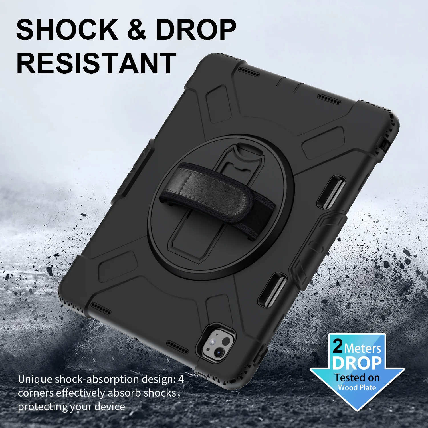 Rugged & Tough Case Hand & Shoulder Strap iPad Pro 13 M4 2024 - Black - Image 6