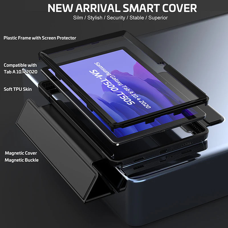 Rugged Trifold Folio Case Samsung Tab A7 Lite T220 8.7 inch - Black - Image 4
