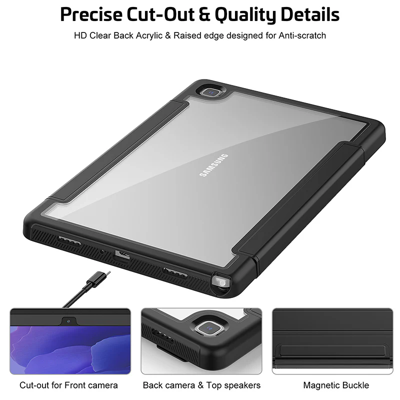 Rugged Trifold Folio Case Samsung Tab A7 Lite T220 8.7 inch - Black - Image 5