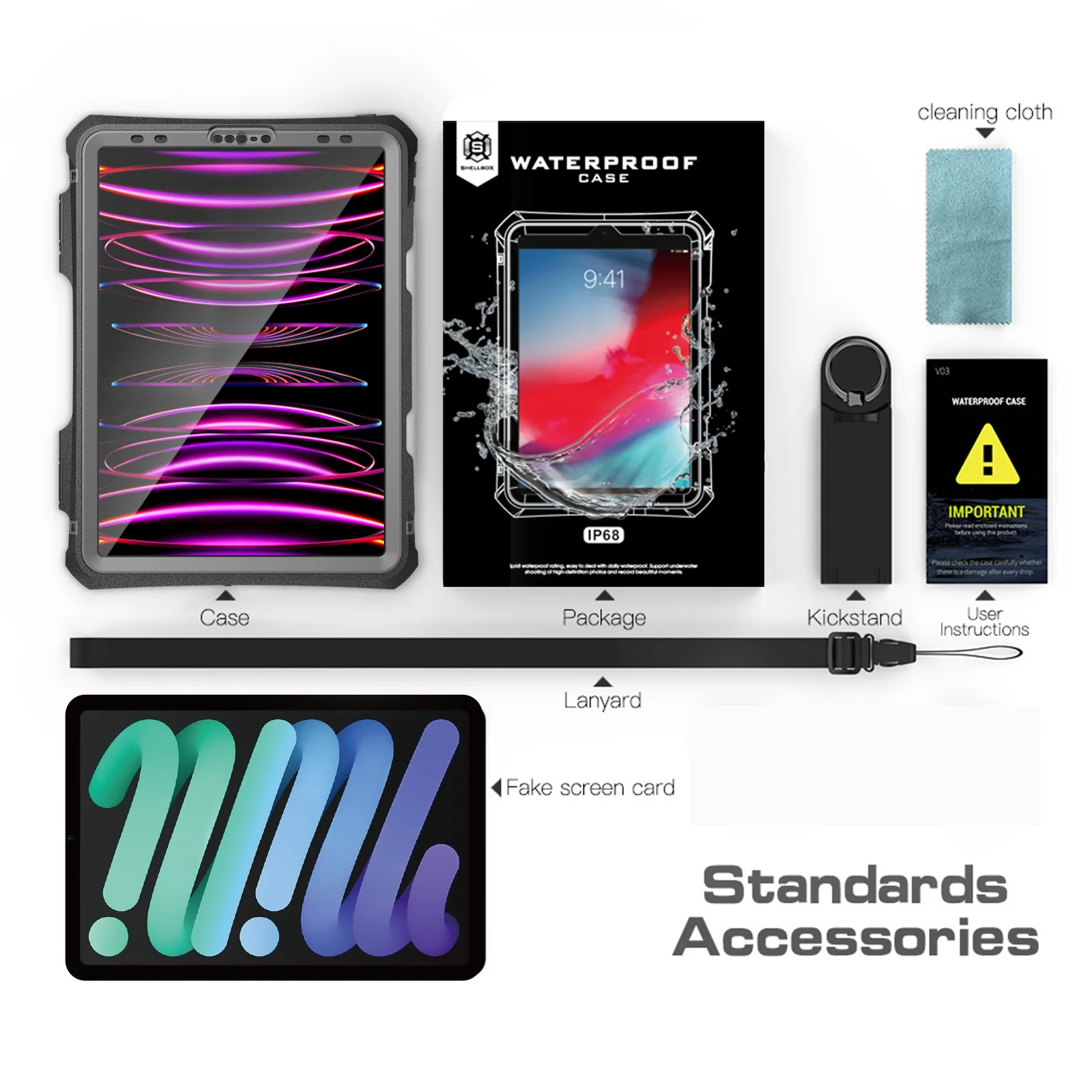 Rugged & Waterproof Protective Case iPad Pro 11 inch 2020 / 2021 / 2022 - Black - Image 3