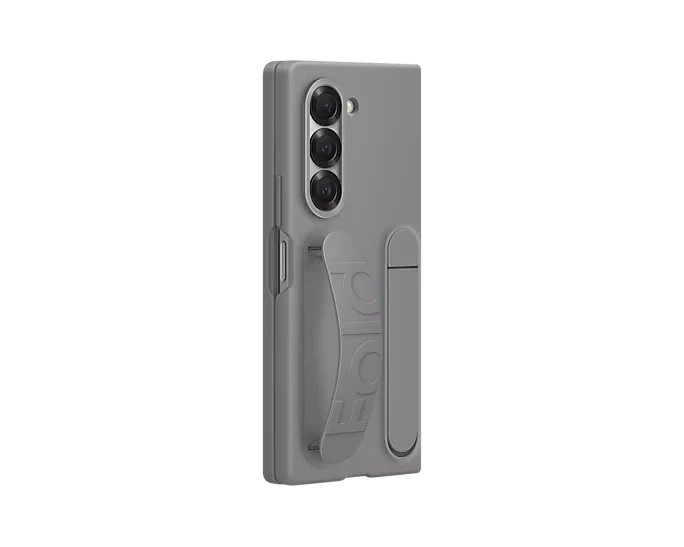 Samsung Silicone Case with Finger Strap and Kickstand for Galaxy Z Fold 6 - Grey - Image 2