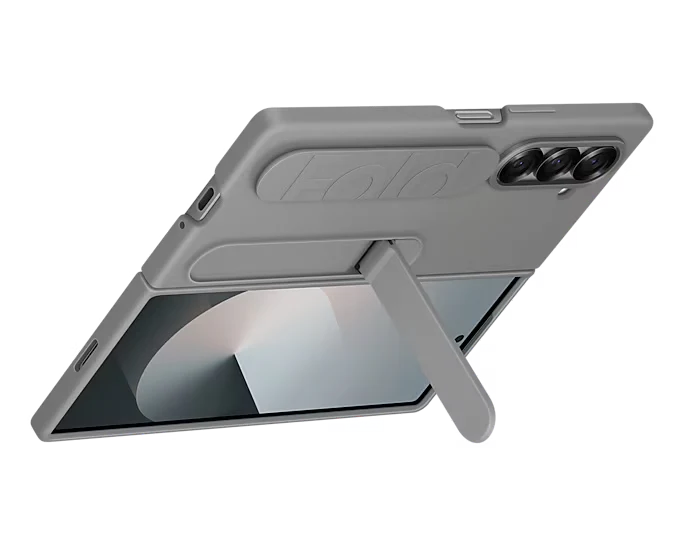 Samsung Silicone Case with Finger Strap and Kickstand for Galaxy Z Fold 6 - Grey - Image 4