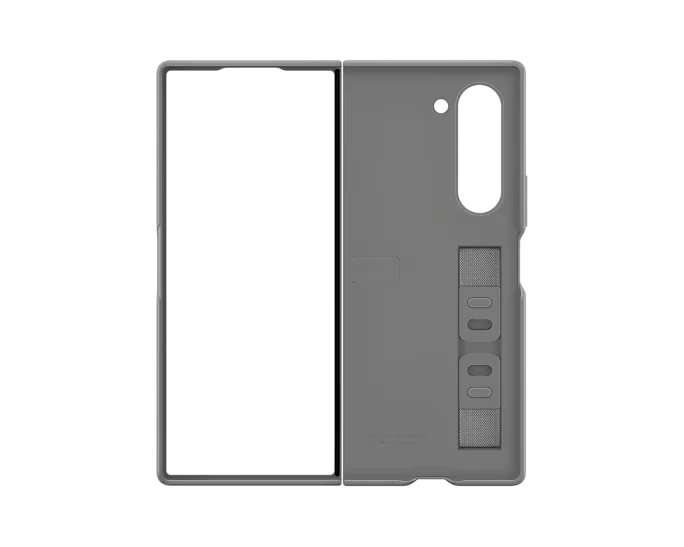Samsung Silicone Case with Finger Strap and Kickstand for Galaxy Z Fold 6 - Grey - Image 5