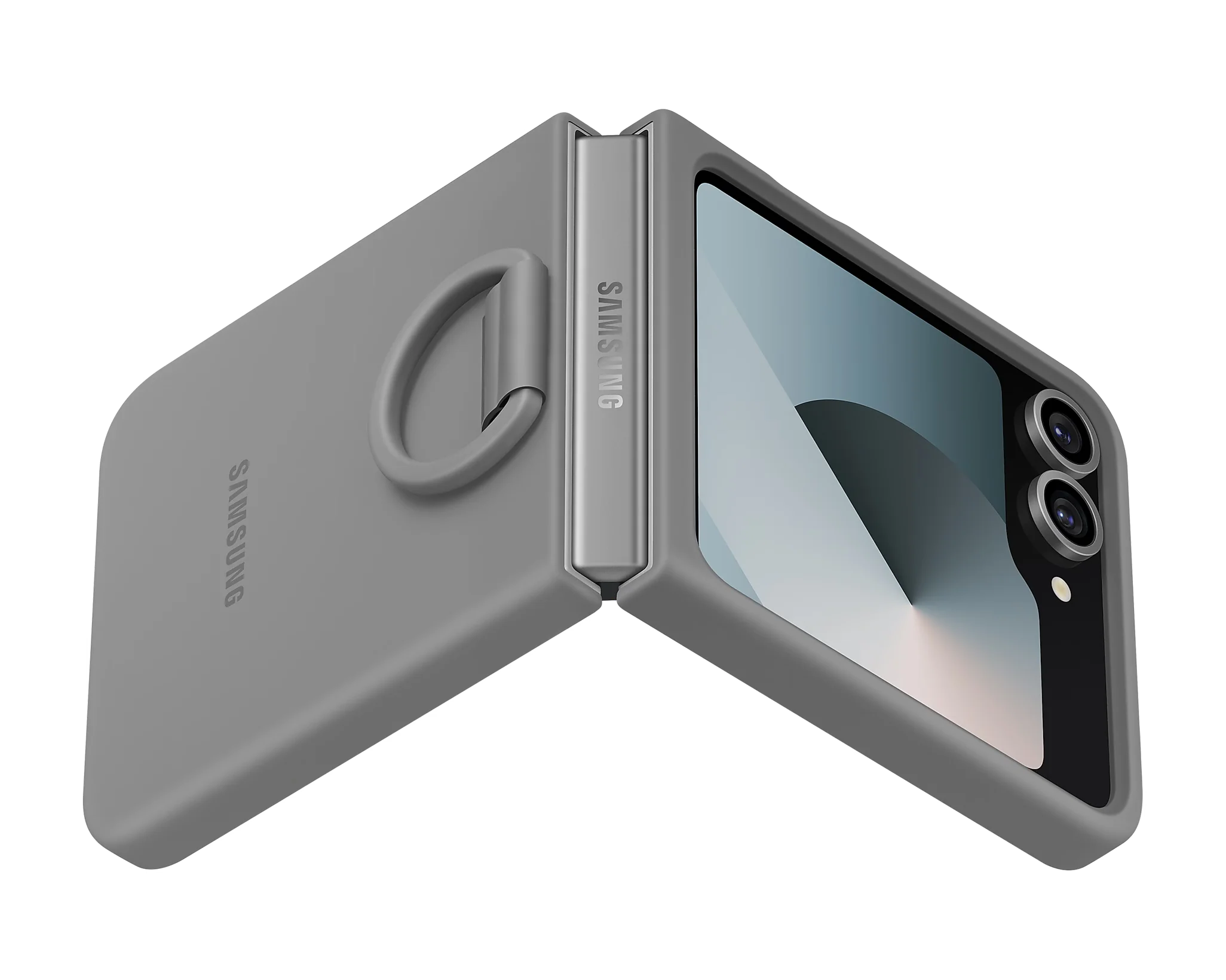 Samsung Silicone Case for Samsung Galaxy Z Flip 6 / Flip 7 FE with Ring - Grey - Image 6
