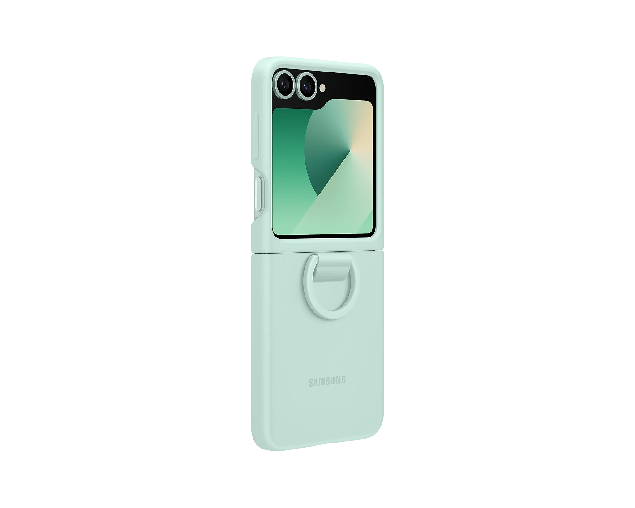 Samsung Silicone Case for Samsung Galaxy Z Flip 6 / Flip 7 FE with Ring - Mint - Image 4