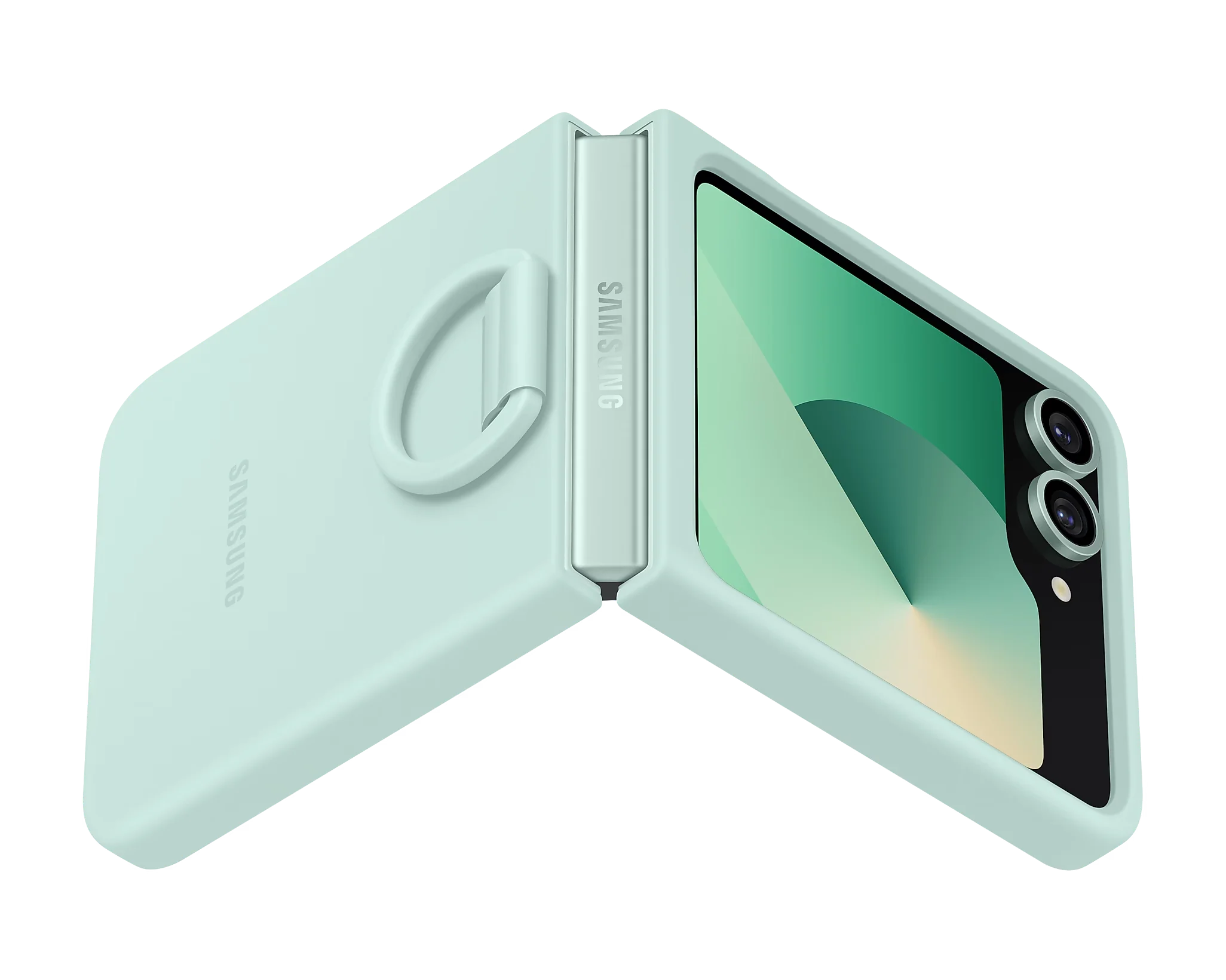 Samsung Silicone Case for Samsung Galaxy Z Flip 6 / Flip 7 FE with Ring - Mint - Image 5