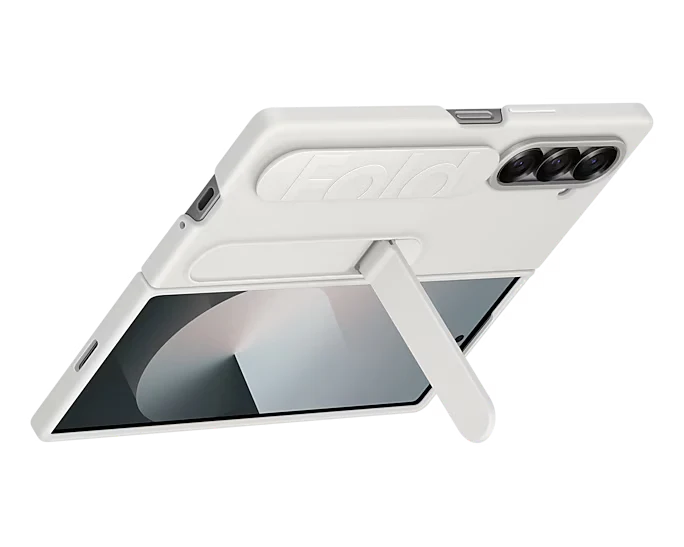Samsung Official Silicone Case & Finger Strap / Kickstand Galaxy Z Fold 6 - White - Image 3