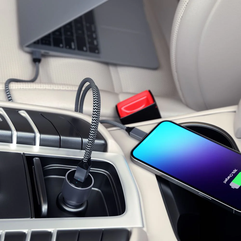 Satechi 40W Dual USB-C PD Car Charger (Space Grey) - Image 7