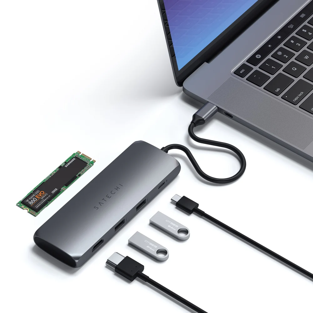 Satechi USB-C Hybrid Multiport Adapter with SSD Enclosure (Space Grey) - Image 2