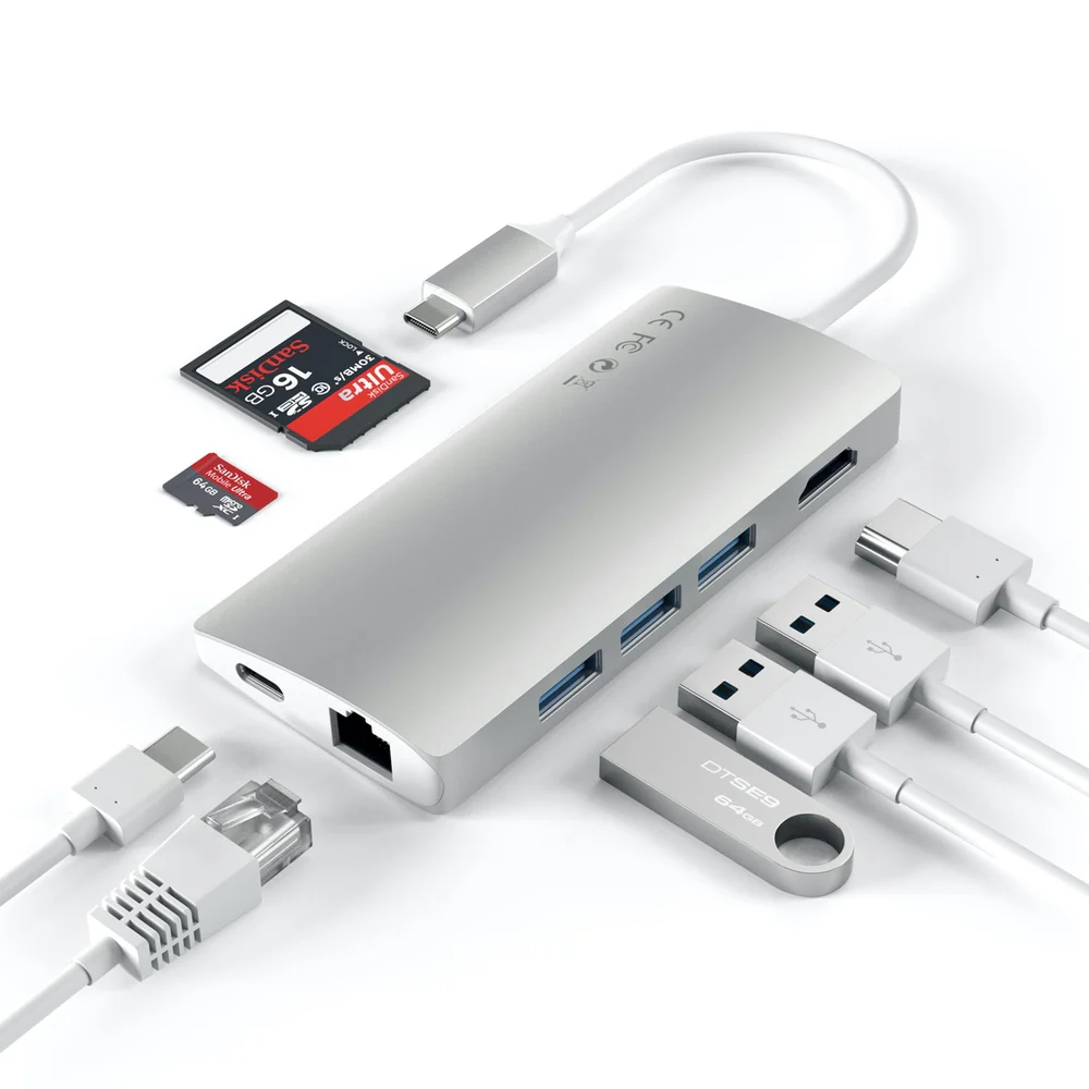 Satechi USB-C Multi-Port Adapter 4K HDMI w/ Ethernet V2 (Silver) - Image 2