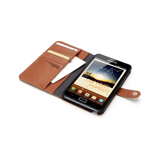 SGP Leather Wallet Case Valentinus Samsung Galaxy Note Brown - Image 3