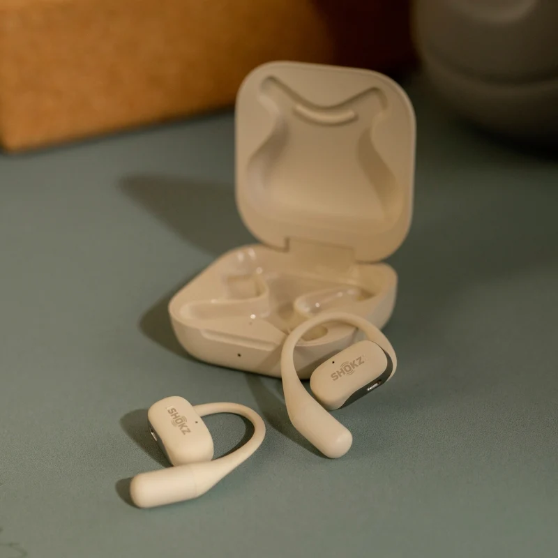 SHOKZ OpenFit Open Ear DirectPitch Bluetooth Earbuds - Beige - Image 10