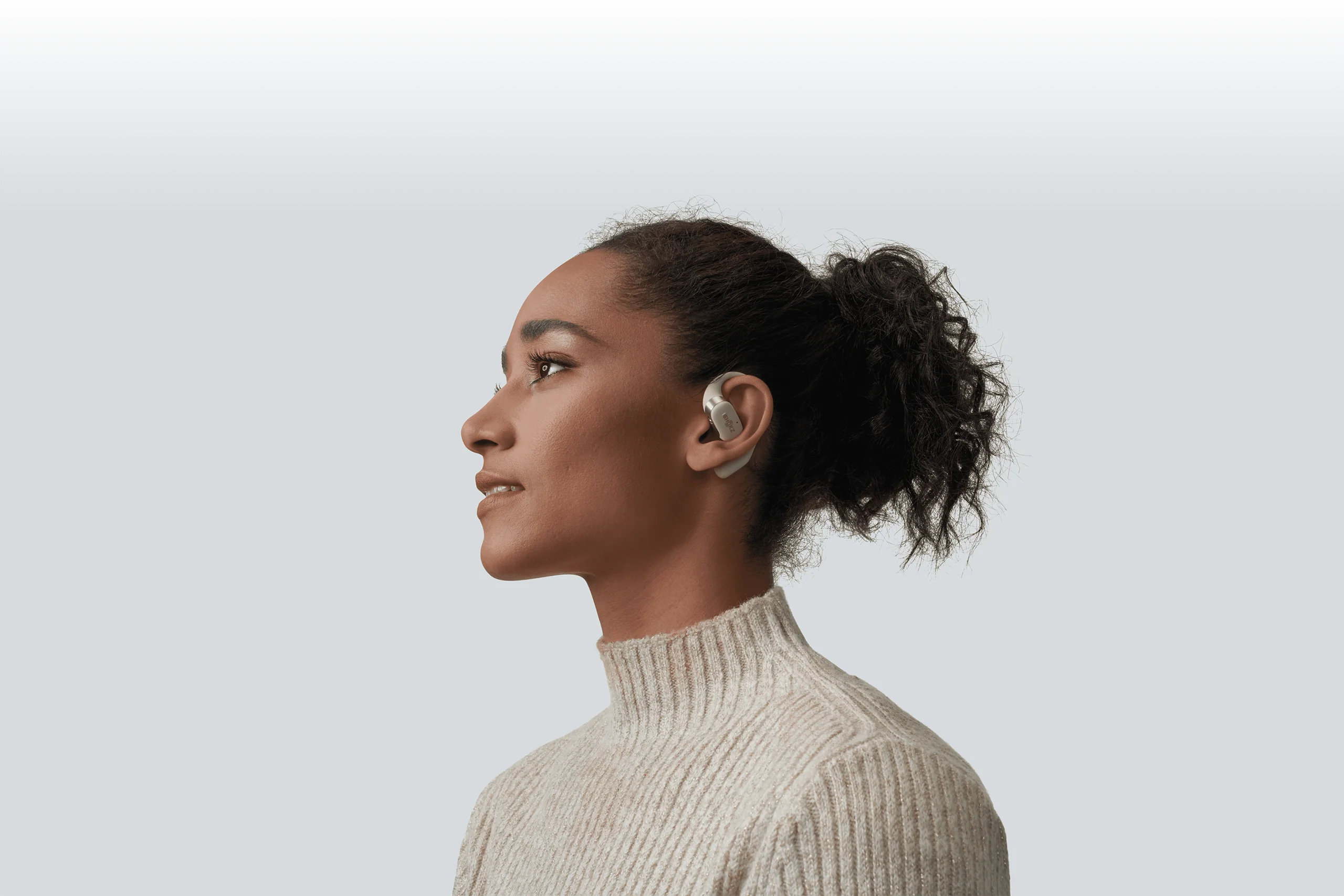 SHOKZ OpenFit Open Ear DirectPitch Bluetooth Earbuds - Beige - Image 5