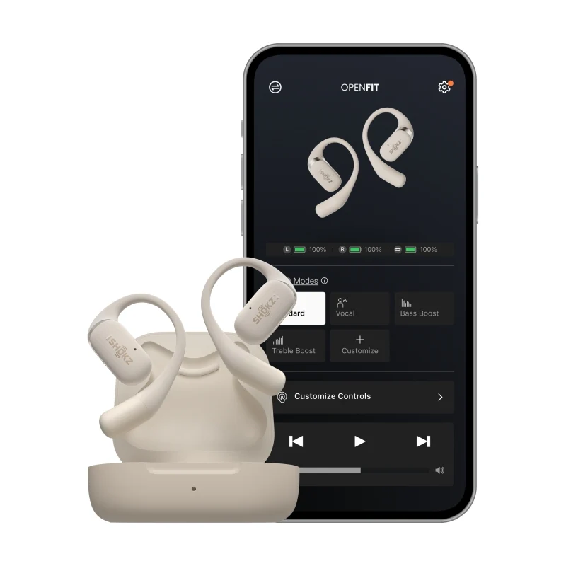 SHOKZ OpenFit Open Ear DirectPitch Bluetooth Earbuds - Beige - Image 8