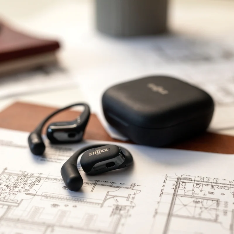 SHOKZ OpenFit Open Ear DirectPitch Bluetooth Earbuds - Black - Image 10